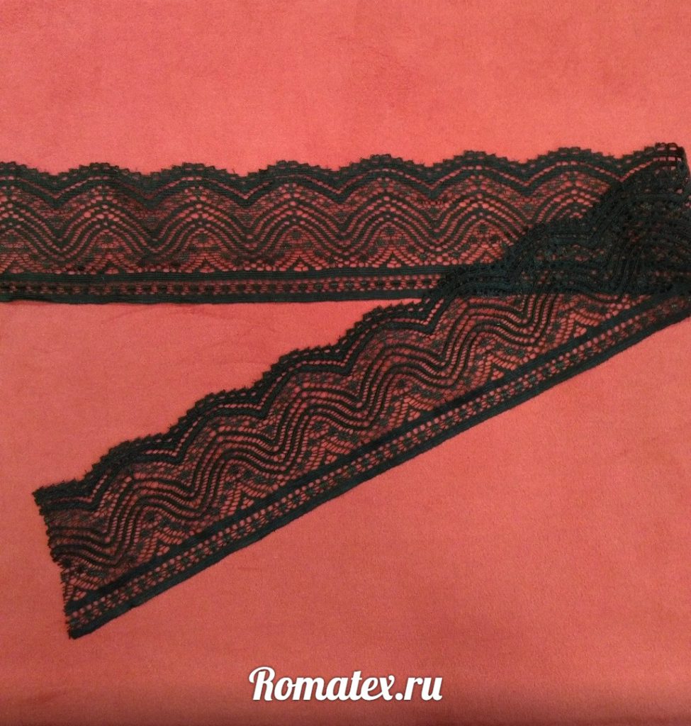 Кружево черное — кружевная тесьма 50 мм Кружево черное — кружевная тесьма 50 мм