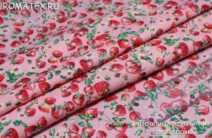 Детская ткань для постельного белья
 Поплин клубника цвет розовый